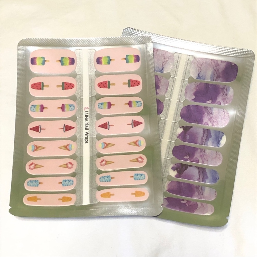 New Pair of Nail Wraps - Purple Watercolor & Popsicles